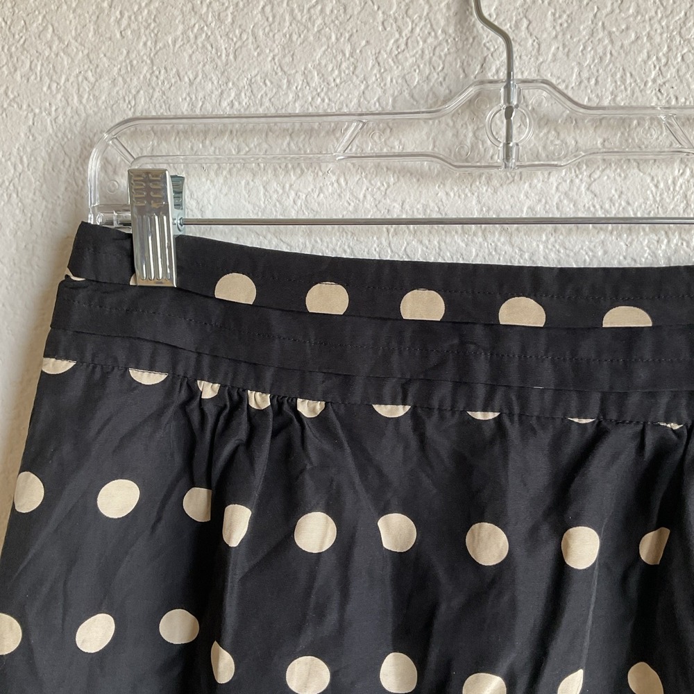 Anthropologie Floreat Black Ivory Polka Dot Mini Skirt Flare Sz 4 Lace Lining